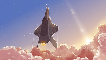Fighter Jet Playing In Clouds, jet, clouds, cloud, sky, sunset, artist, artwork, art, digital-art, deviantart HD wallpaper
