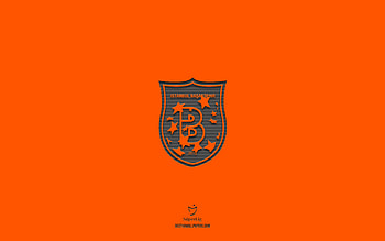 Istanbul Basaksehir, orange background, Turkish football team, Istanbul Basaksehir emblem, Super Lig, Turkey, football, Istanbul Basaksehir logo HD wallpaper