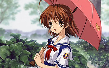 Anime, Rain, Girl, Umbrella, Pretty HD wallpaper