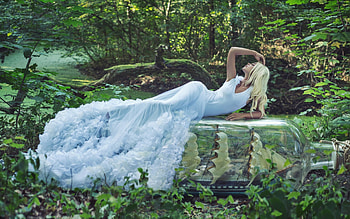 Hope, ship, model, blonde, situation, girl, dress, woman, bottle, creative, tale, green HD wallpaper