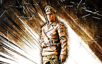 Peter Muller, grunge art, Battlefield V, fan art, Battlefield characters, Battlefield V Elites, brown abstract rays, Battlefield 5, Peter Muller Battlefield HD wallpaper