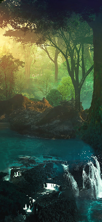 Tropical tranquility, Crystal-clear lakes, Serene jungle, Captivating reflections HD phone wallpaper