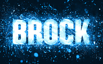 Happy Birtay Brock, , blue neon lights, Brock name, creative, Brock Happy Birtay, Brock Birtay, popular american male names, with Brock name, Brock HD wallpaper