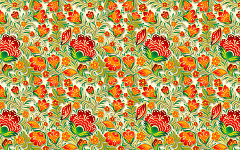 Texture, flower, green, red, tapet, pattern HD wallpaper