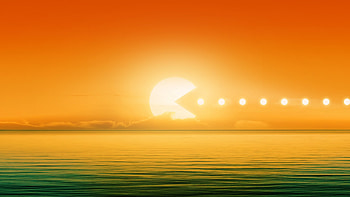 Pacman Sun, pacman, sun, artist, funny HD wallpaper