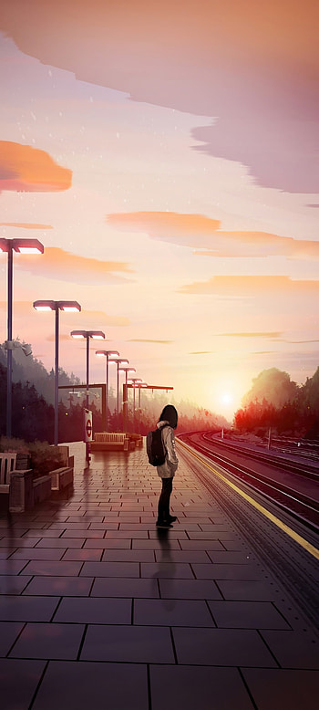 anime girl, cloud, sky HD phone wallpaper