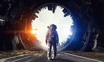 Spacecraft, astronaut, fantasy HD wallpaper