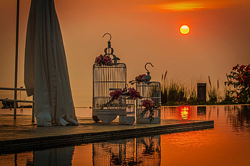 Holidays, Sunset, Love, Bouquets, Wedding, Cells, Pool HD wallpaper