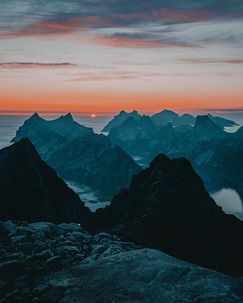 Nature, Sunset, Mountains, Rocks HD phone wallpaper