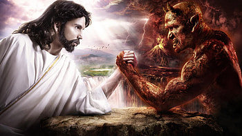 fantasy-jesus-vs-satan-arm-wrestling- HD wallpaper