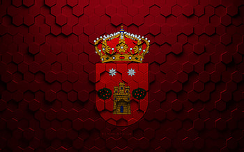 Flag of Albacete, honeycomb art, Albacete hexagons flag, Albacete, 3d hexagons art, Albacete flag HD wallpaper