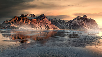 Vestrahorn Mountain Iceland, iceland, nature, water, vestrahorn mountain HD wallpaper