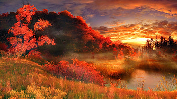Beautiful painting., Painting, Orange, Sunset, Art HD wallpaper