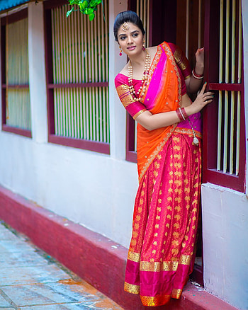 Sreemukhi, sari, magenta HD phone wallpaper