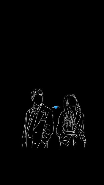 Love - You and Me, head, blackboard, line, black, dark, heart HD phone wallpaper