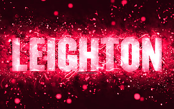 Happy Birtay Leighton, , pink neon lights, Leighton name, creative, Leighton Happy Birtay, Leighton Birtay, popular american female names, with Leighton name, Leighton HD wallpaper