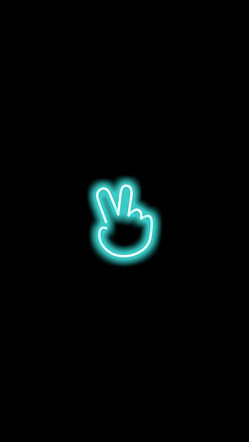 Hand, neon, Symbol, Black HD phone wallpaper