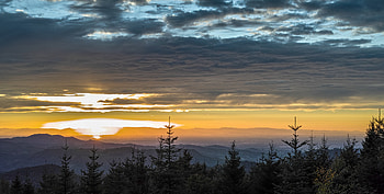 Nature, Trees, Sunset, Sky, Mountains, Clouds, Horizon HD wallpaper