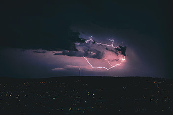 Lightning, Lights, Dark, Night City, Glow HD wallpaper