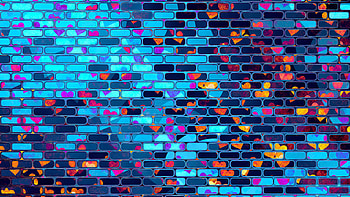 Neon, hearts, brick wall HD wallpaper