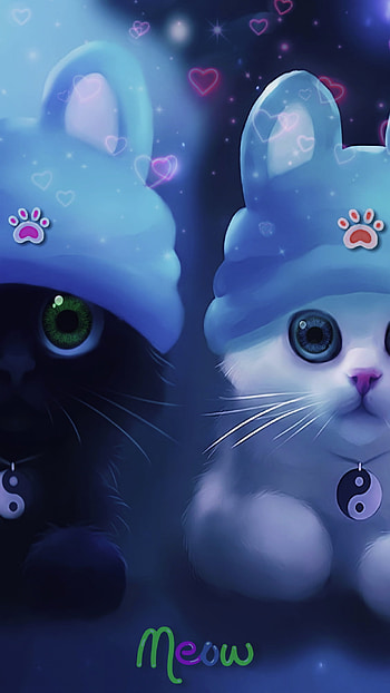 Cute cat couple HD phone wallpaper