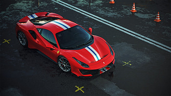 Ferrari 488, red, sports car HD wallpaper