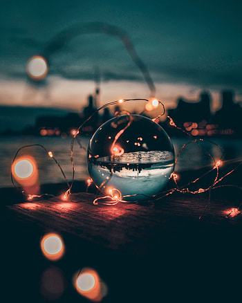 Sunset, Transparent, Macro, Glass, Ball, Garland, Garlands HD phone wallpaper