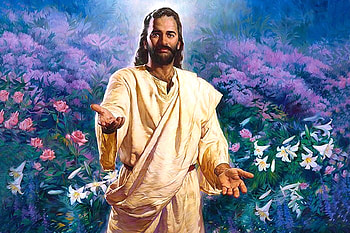 Come and Find Rest, Jesus Christ, painting, lord, love, flowers, people, savior HD wallpaper