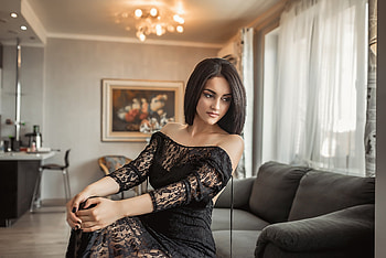 Women Sitting In Black Dress, girls, women, dress HD wallpaper
