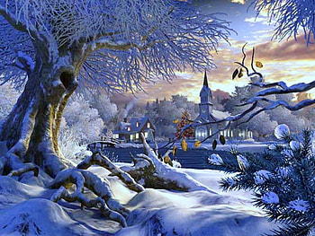 January, winter, snow, house, cold, trees, peaceful, church HD wallpaper