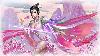 Pink Princess, art, fantasy, flower, girl, princess, woman, veils, , digital, pink HD wallpaper