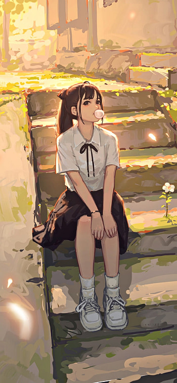 Anime, School_Girl, eye, Anime_Girl, knee, Cute_Girl, Animes, Girl HD phone wallpaper