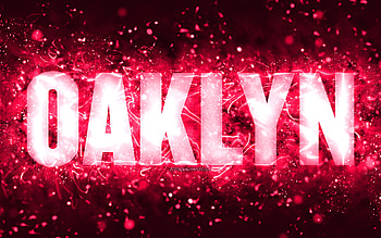 Happy Birtay Oaklyn, , pink neon lights, Oaklyn name, creative, Oaklyn Happy Birtay, Oaklyn Birtay, popular american female names, with Oaklyn name, Oaklyn HD wallpaper