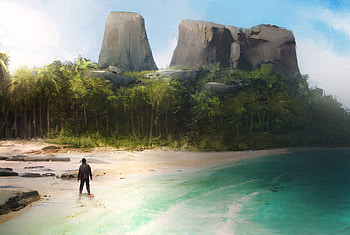 Art, Forest, Island, Traveler, Wayfarer HD wallpaper