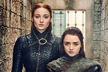 Sansa And Arya Stark Game Of Thrones Season 8, game-of-thrones-season-8, game-of-thrones, tv-shows, sansa-stark, arya-stark, sophie-turner, maisie-williams HD wallpaper