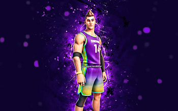 Fast Break, , violet neon lights, Fortnite Battle Royale, Fortnite characters, Fast Break Skin, Fortnite, Fast Break Fortnite HD wallpaper