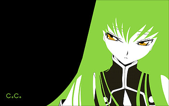 Code Geass, geass, black, code, eyes, cc, girl, orange, dark, immortal, witch, anime, green, hair, pizza, female HD wallpaper