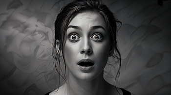 Surprised Expression, surprised, woman, Black & White, portrait HD wallpaper