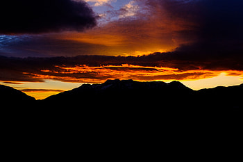 Sunset, Sky, Mountains, Clouds, Dark HD wallpaper