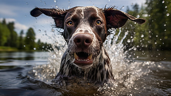 German Shorthaired Pointer Dog In Water, dog, Animal, german shorthaired pointer HD wallpaper