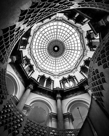 Architecture, Interior, Building, Miscellanea, Miscellaneous, Bw, Chb, Dome HD phone wallpaper