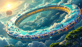 Stunning Ringworld: A Journey Through the Clouds, ringworld, futuristic, landscape, cloud, ring HD wallpaper