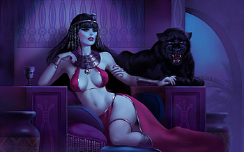 :), animal, frumusete, gorgeous, black panther, cat, superb, purple, pink, fantasy, luminos, queen HD wallpaper