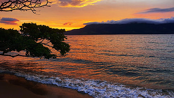 Sunset in Ilhabela, Brazil, island, sky, sao paulo, coast, colors HD wallpaper