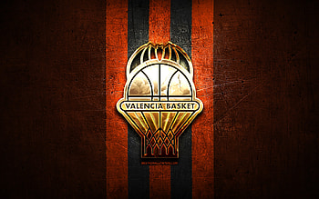 Valencia Basket Club, golden logo, ACB, orange metal background, spanish basketball team, Valencia Basket Club logo, basketball, Valencia BC HD wallpaper
