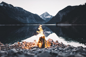Lake Fire, water, fire, rocks, lake, beach HD wallpaper
