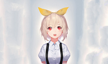 Cute, anime girl, short hair, curious, artwork HD wallpaper