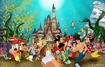 Disney, Melody (The Little Mermaid), Mickey Mouse, Movie, Adella (The Little Mermaid), Alana (The Little Mermaid), Andrina (The Little Mermaid), Aquata (The Little Mermaid), Ariel (The Little Mermaid), Arista (The Little Mermaid), Castle, Cinderella, Flounder (The Little Mermaid), King Triton, Mermaid, Merman, Minnie Mouse, Prince Charming, Prince Eric HD wallpaper