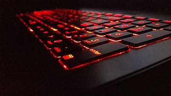 Red glow, keys, close up, keyboard HD wallpaper