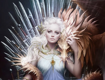 Mother of dragons, daenerys targaryen, art, melaniedelon, girl, melanie delon, fantasy, luminos, game of thrones HD wallpaper